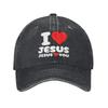 Washed Baseball Cap I Love Jesus and Jesus Loves You Christian Summer Trucker Hat For Couple Fitted Sports Sun Baseball Caps
