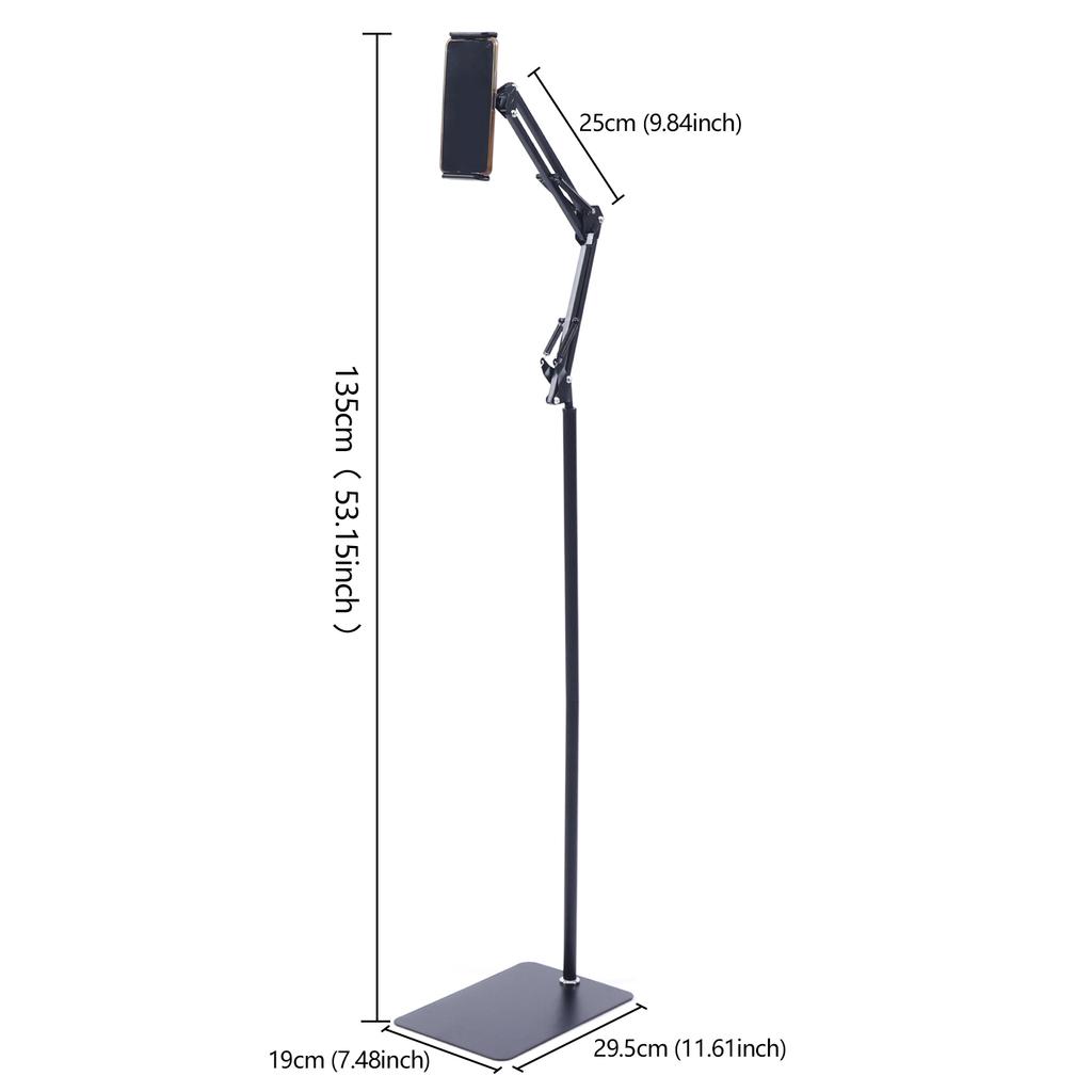 Tablet Floor Stand Floor Standing Mobile Phone Holder Tripod Stand 360° Rotating Mount Height Adjustable Ipad Floor Stand
