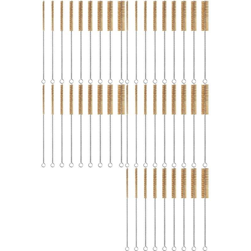 BAAJ-Brass Wire Brush Set 45Pcs Tube Cleaning Brush 12 Inch Round Wire Brushes Kit Bore Brush Metal Bristle Cleaning