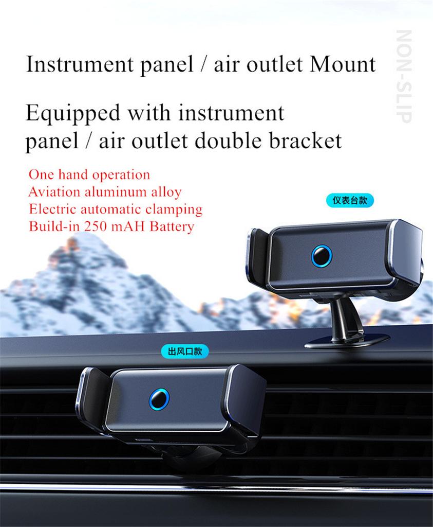 Automatic Clamp Car AC Vent Dash Mount 4.7"-7.2" Cell Phone Bracket Holder Black