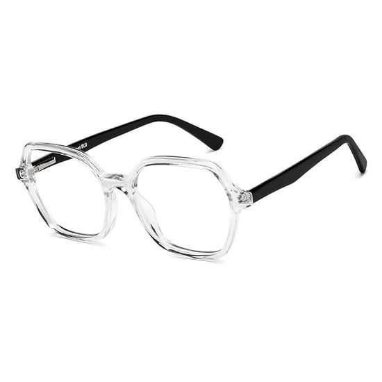 LENSKART BLU | Zero Power Blue Cut počítačové brýle | Antireflexní, lehký | Celý ráfek šestihranný | 100% UV ochrana | Unisex | Malý | LB E16060