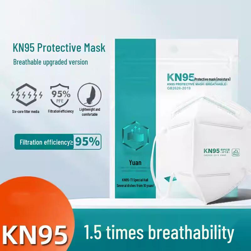 Miàojiāyí KN95 Disposable Dust Masks, 100 Count, Ear-loop