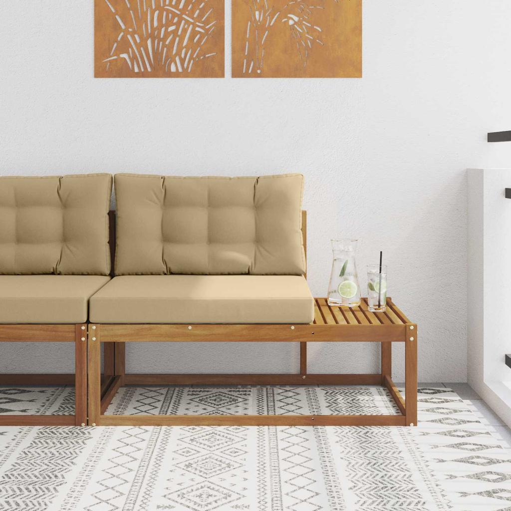 Ecksofa für den Außenbereich mit Kissen Natürliches Finish 115 x 83 x 73 cm