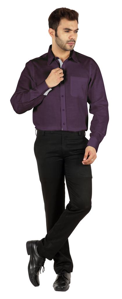 BestMan Formal Classic Button Down Cotton Shirts Inner Contrast Regular Fit Office Shirt For