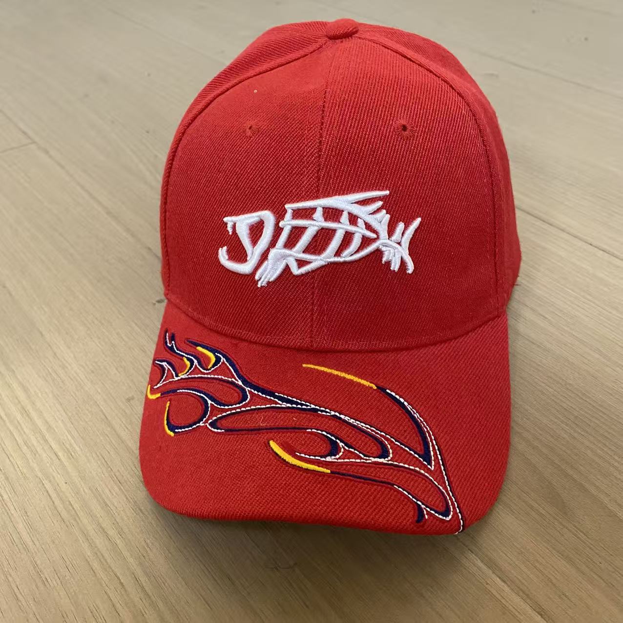 Three-Dimensional Fish Bone Embroidery Hat Sun Protection Visor Hat Men S And Women S Street Dance Skateboard Cap красный