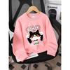 European sizes Kids' Crewneck Sweatshirt - Power Cat Love Pink Apron , Sportswear And Casual Wear, Soft And Comfortable, Children's Clothing