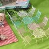 Miniature Dollhouses Furniture Iron Table And Chair Set Model Figurine For Crafting Garden Bistro Scene Displaying