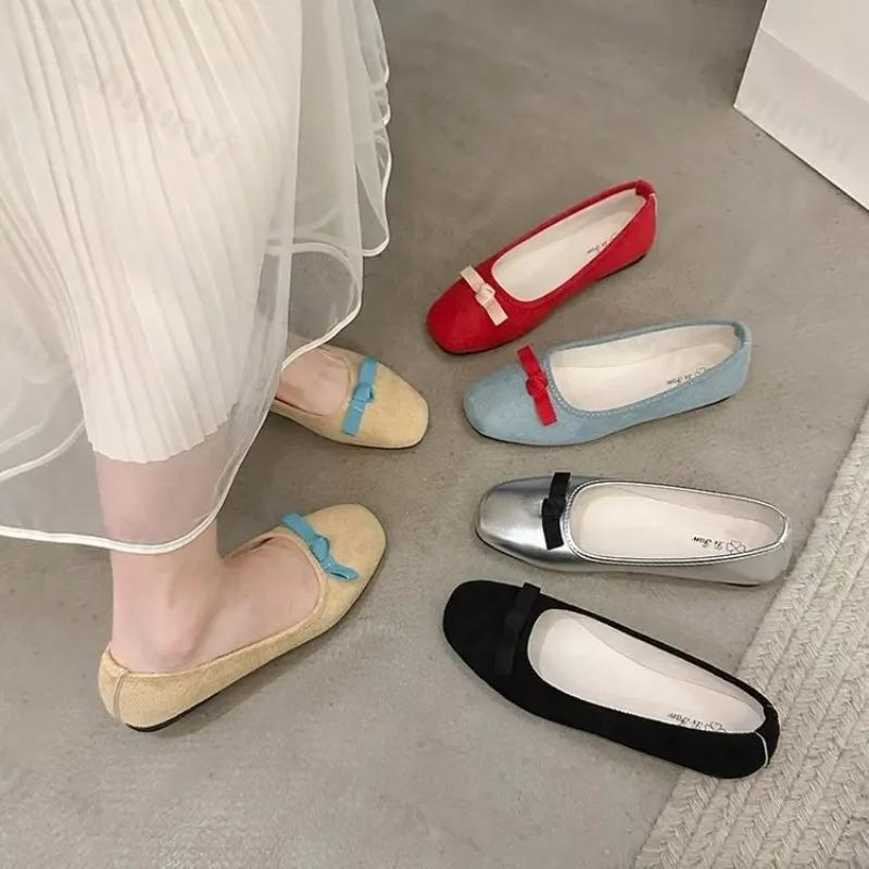 Fashion Bowknot Women Mary Jane Shoes  New Designer Flats Retro Style Ladies Comfort Slip-on Soft Sole Ballerina Shoes