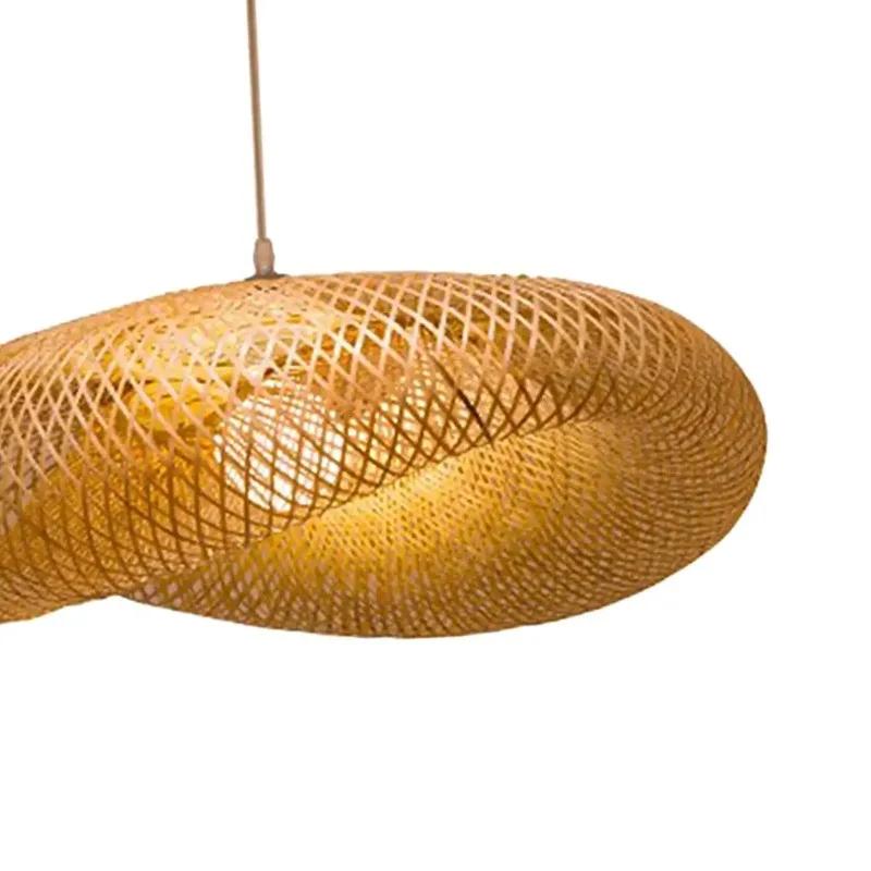 Ručně vyráběné závěsné lustrové osvětlení Vintage bambusové tkaní LED závěsné světlo Home Obývací pokoj Kuchyň Dekor Ratanová tkaná lampa