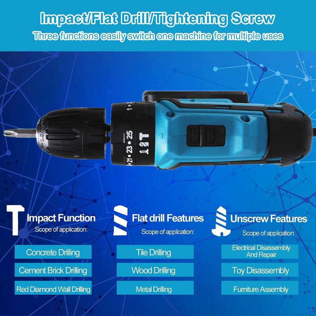Cordless Drill Machine With Lithium Battery For Long Lasting Smart Steel Portable Cordless Drill