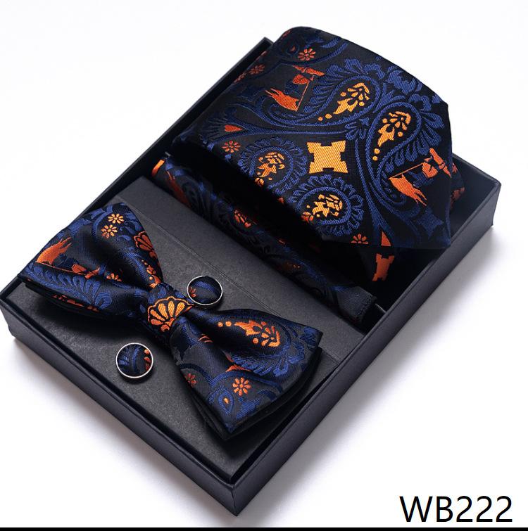 Men'S Business Dress Party Tie Gift Box Fashion Tie Square Scarf Combination Set Tie Bow Tie Set