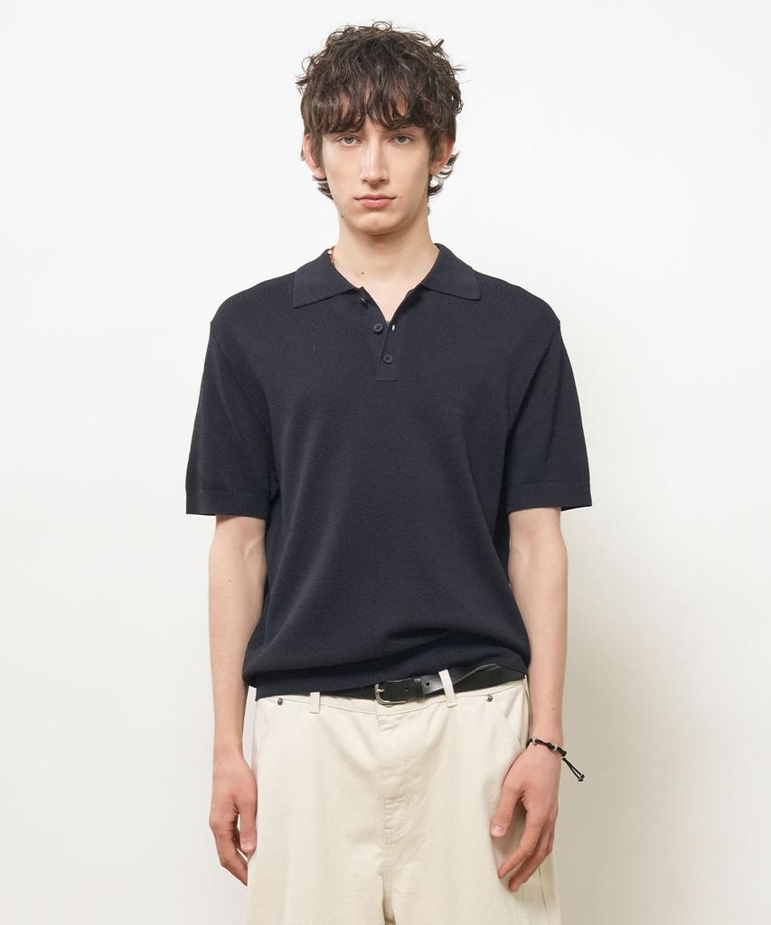 GENERALIDEA Man Temperature Cut Cool Button Collar Half Knit [Dark Navy] / Gf2Mkp013