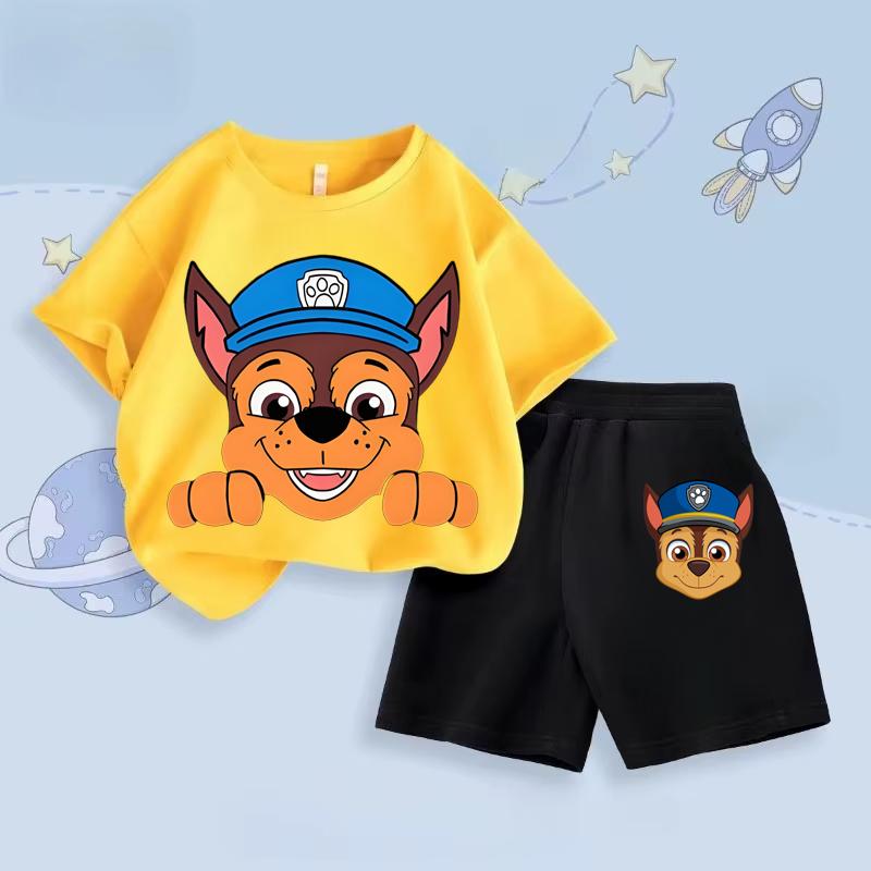 Paw Patrol Kids T-Shirt Set Boys Summer Short Sleeve and Shorts Two-Piece Set Casual Outfit