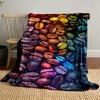 Colorful Coffee Bean Pattern Patterned Blanket, Flannel, Suitable for All Seasons, Home Decor, Warm and Cozy