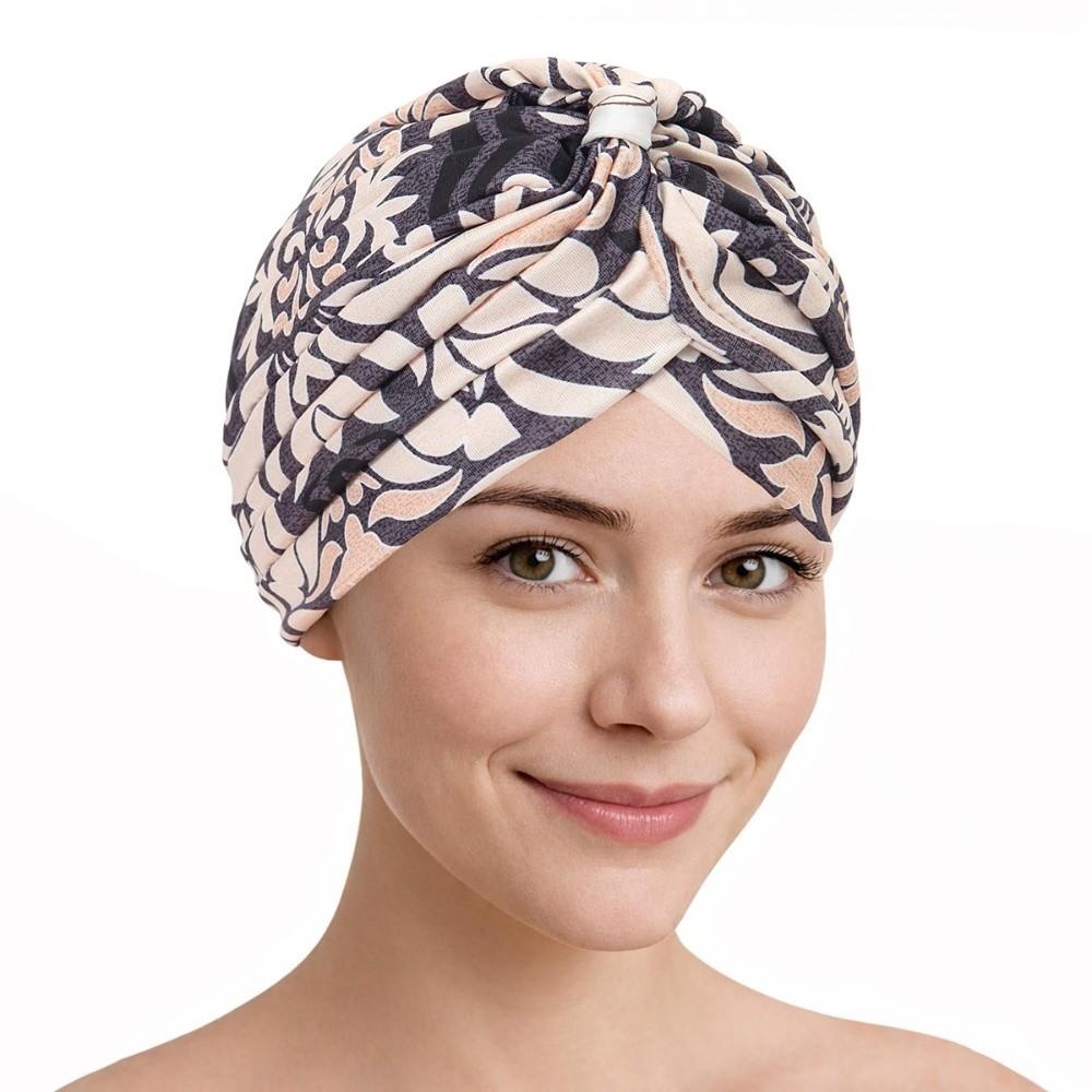 Indian Print Hijab Caps Knotted Style Wrap Twist Knot Turban Hat Breathable Pleated Floral Head Wrap Women Headwear