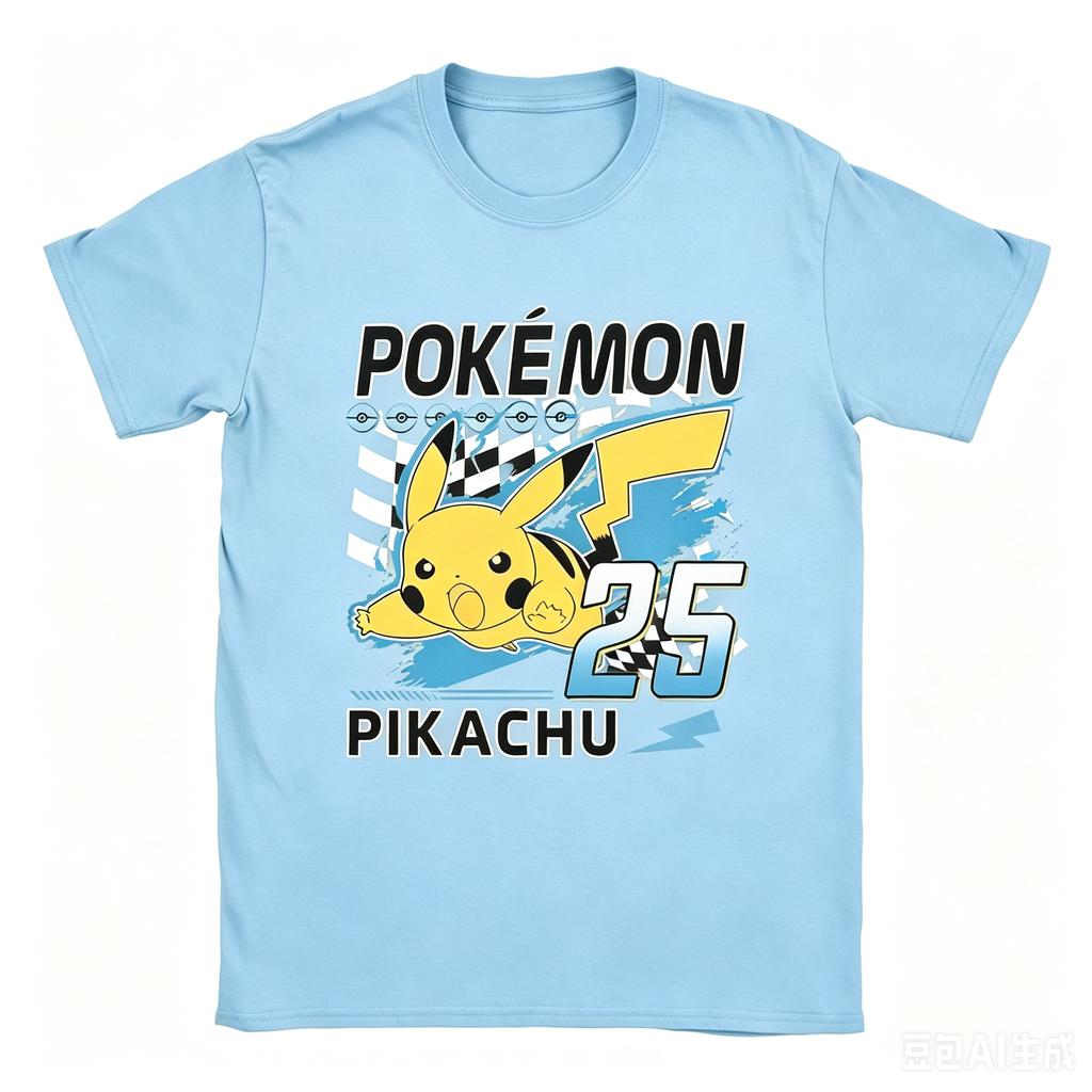 Men's New  Super Cute Pokemon Anime Printed T-shirt  Summer Men's and Women's Plus Size Trend Loose Casual Short-sleeved Top