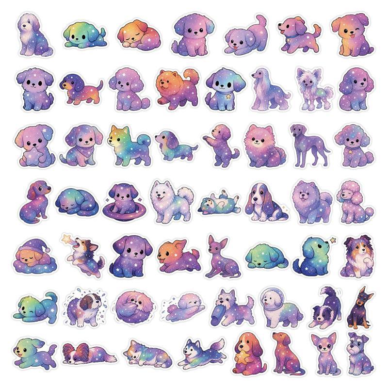 50/100 Pack Cartoon Cat Dog Starry Night Stickers Waterproof Doodle Decals for Kids DIY Craft Laptop Luggage Water Bottle
