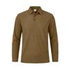 Autumn Winter Men Waffle Rib Knit Polo Shirts Contrast Suede Elbow Patches Lapel Collar Button Placket Vintage Long Sleeve Corduroy Textured Tops