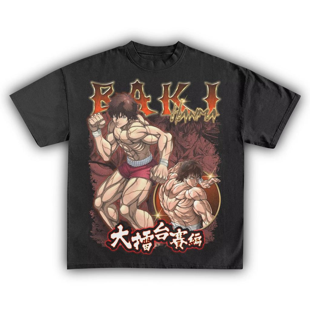 Baki Hanma Anime Graphic T-shirt, Unisex Pure Cotton Short Sleeve Streetwear Women And Men T-shirt