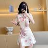 Elastic Floral Cheongsam Dress Set for Young Women