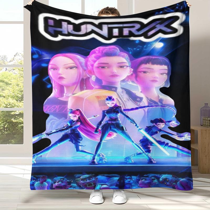 K-Pop Demon Hunters Golden Saja Boys Coperta di Flanella, Coperta in Peluche Ultra Morbida e Calda per Casa Camera da Letto Letto Divano Copertura Ufficio Picnic