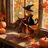 Retro Fantasy Window Hanging Vintage Halloween Cat Witch Decoration, Acrylic Ornaments, Durable Decor Rustic Farmhouse Tree Decor, Party Supplies
