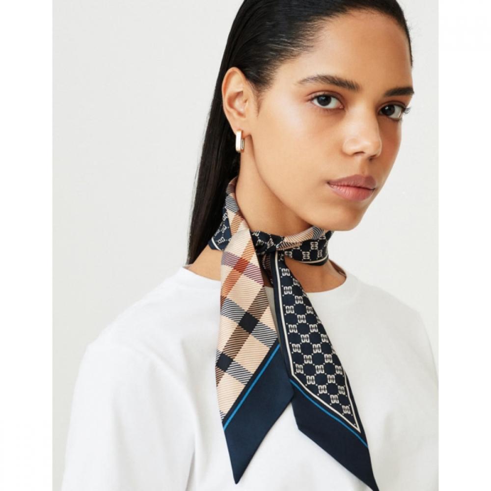 Daks Petite Silk Scarf Navy Check Print Dcsc6f121n2 Single option