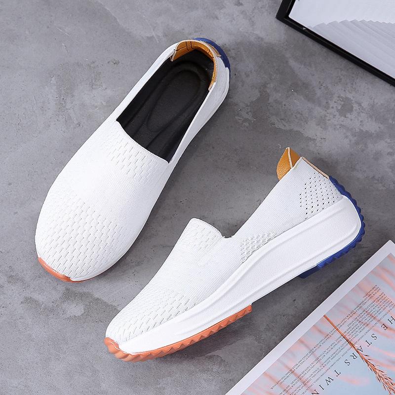 Hot-selling White Size Flying-woven Shoes  Versatile Foot Cover Shallow Mouth Casual Sports Shoes
