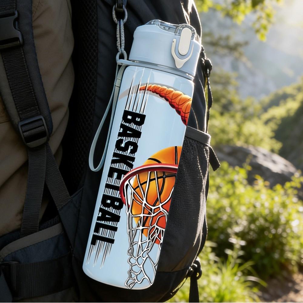 1PC Basketball Sport Theme 750ml Color Plastic Sports Water Bottle Leakproof Flip Straw Lid Suitable for Sports Office Home Use