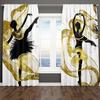 3D Moderne Klassisk Marmor Grønt Gull Elegant Grå 2 Panel Tynn skyggelegging Polyester Vindusgardin for soverom Stueinnredning