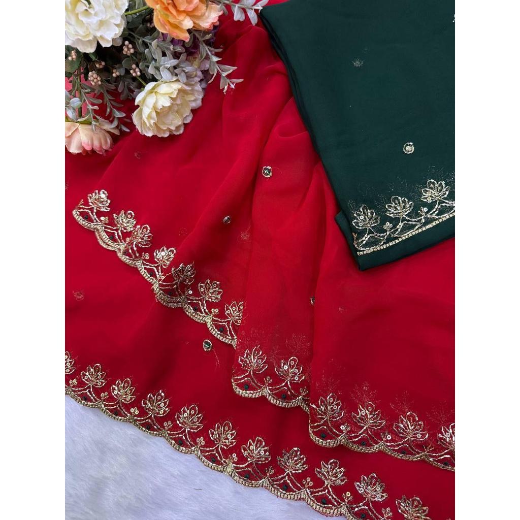Premium Soft Georgette Saree with Sequins Embroidery