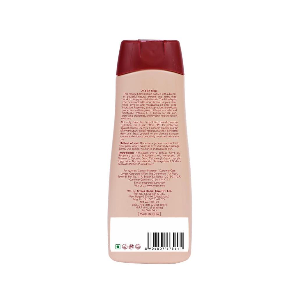 Jovees Herbal Himalayan Cherry Body Lotion 300ml Pack of 1 for Deep Hydration Smooth Radiant Skin Anti-Aging Moisturizer