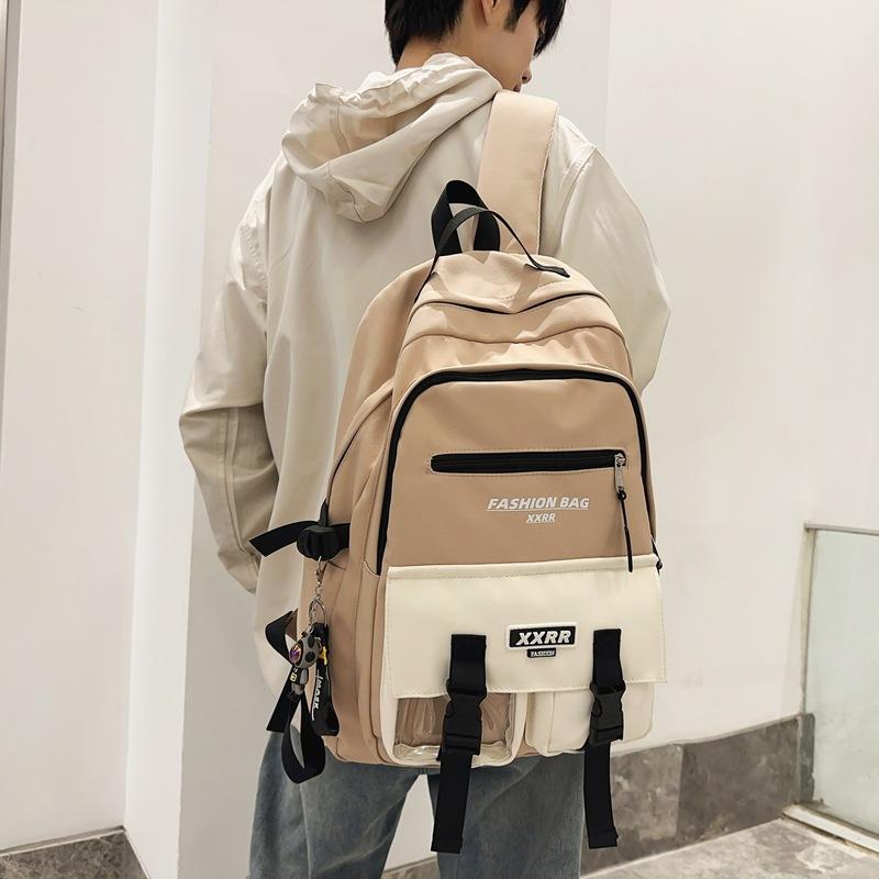 Schoolbag Large-capacity Student Backpack Female Hong Kong Style Brand Middle School Student High School Student Schoolbag Male Contrasting Color 
