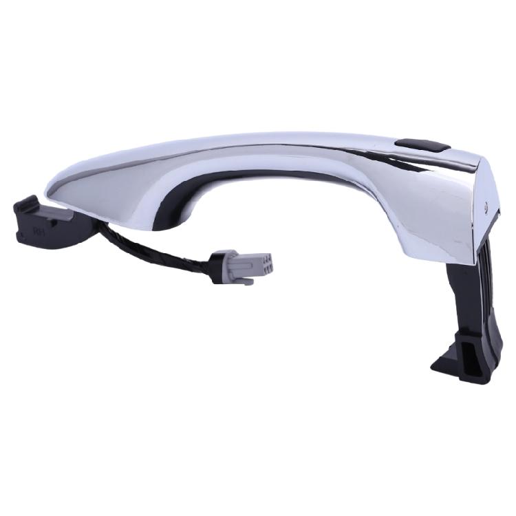 Automotive 2016-2024 Exterior Pull Handle Assembly, Silver-Tone Finish with Mounting Structure and Electrical Lead