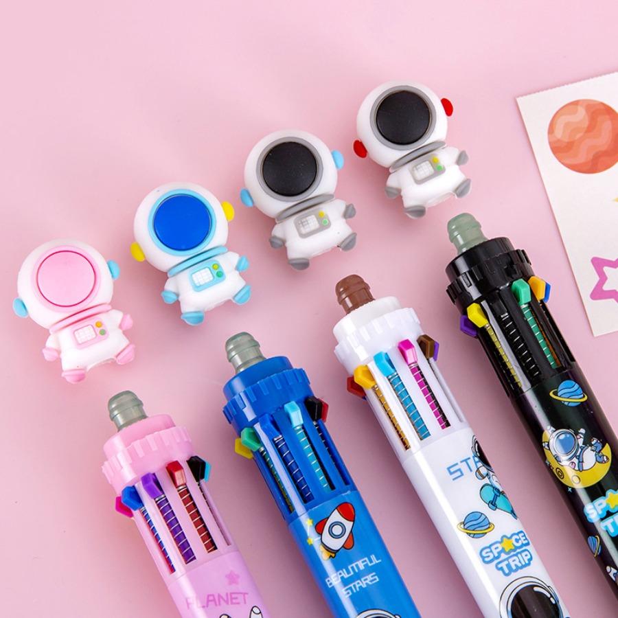 5Pcs Cute Astronaut Ten-color Pen Colored Ballpoint Pen, Student June 1st End Christmas Prize Gift
