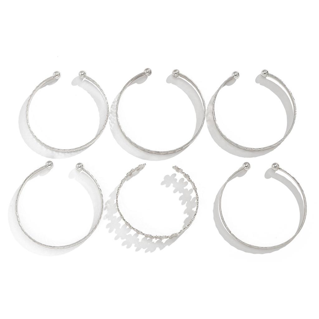 Fashion Metallic Heart Flower Bracelet Simple Geometric Bracelet Set Personalised Trend Hottie Hundreds of Stacking Style Women's Jewellery