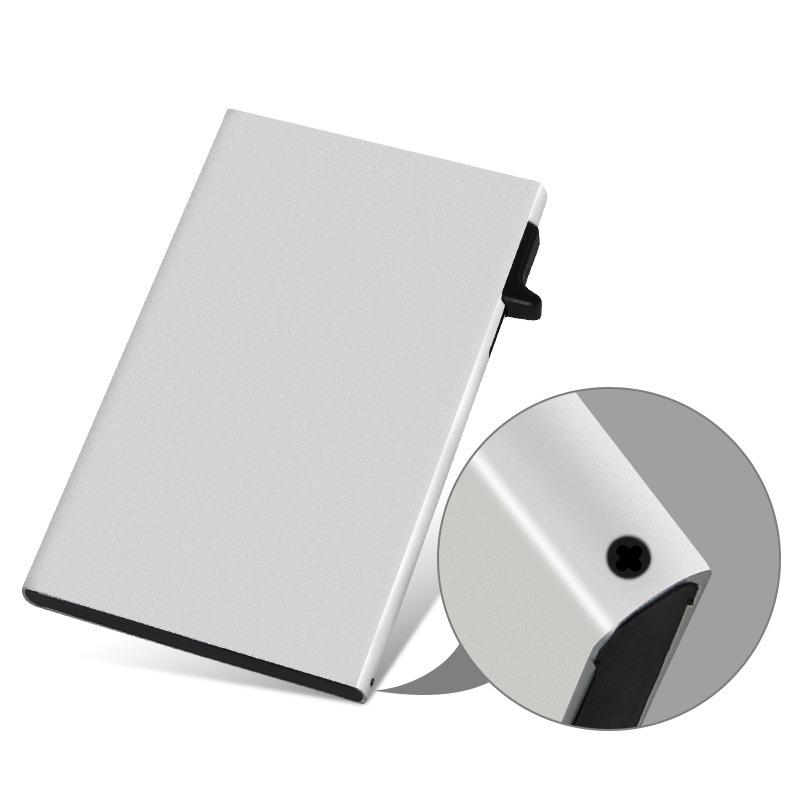 1Pc Hand Push Aluminum Alloy Card Box, Anti-theft RFID Card Bag, Anti-degaussing Automatic Pop-up Bank Card Cover, Credit Card Box