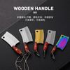Mini Kitchen Knife 420 Stainless Steel Wooden Handle Pocket Finger Knife Collection God Of Wealth To Gift Pendant Holster Knife