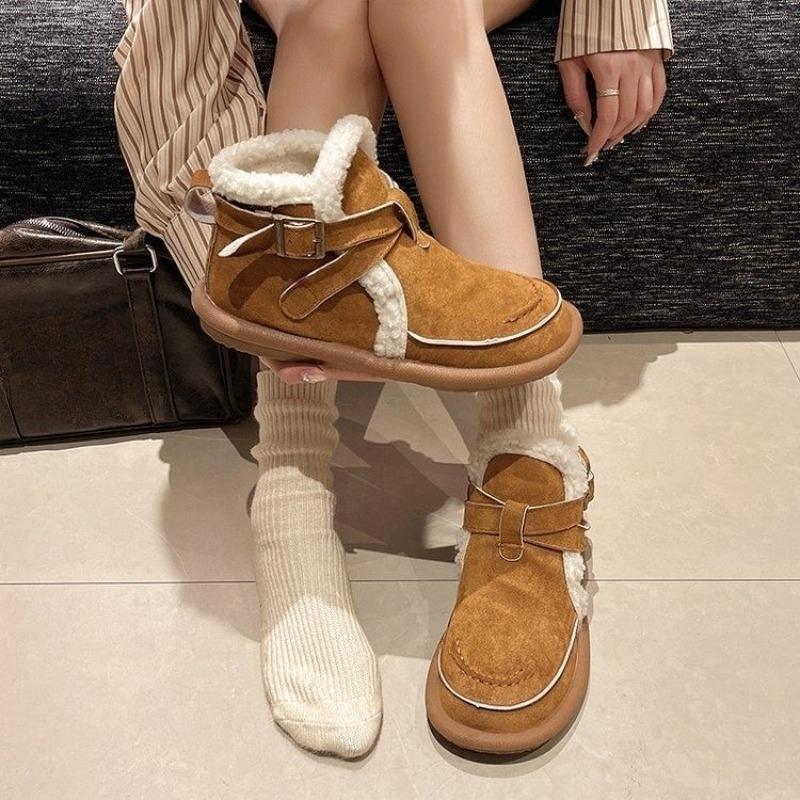 Fashion Winter Flat Round Toe Woman Shoes Fashion Fleece-lined Booties High Quality 2025 New in Chic and Elegant Snow Boots for Women