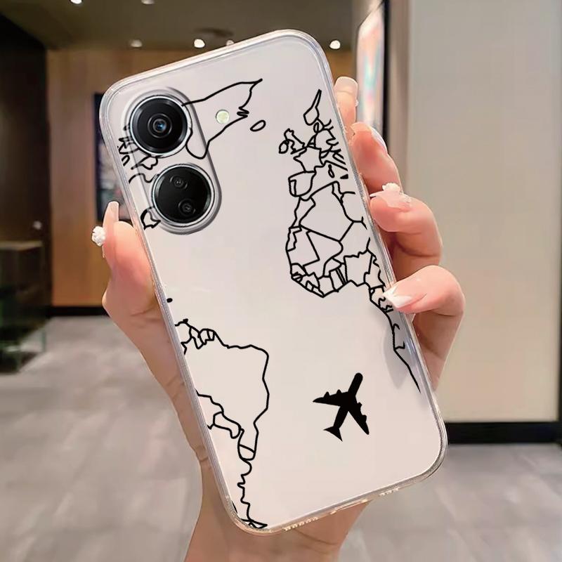 Transparent Phone Case For Poco C65 Redmi Note 15 Pro+ Plus 14C Cover Cartoon Flowers Soft TPU Shockproof Funda Bags Heart Clear