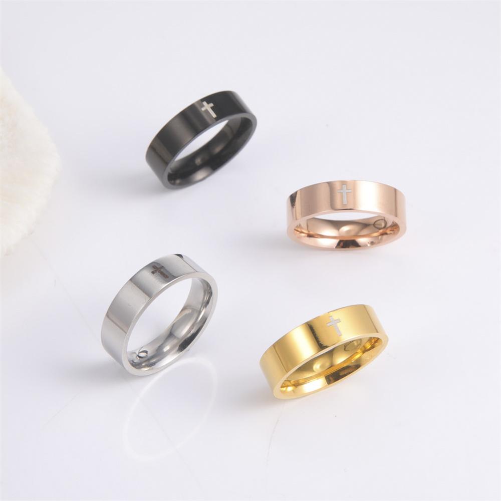 Hip Hop Kreuz Partnerringe Damen Herren Edelstahl 6mm/8mm Religiöser Christlicher Fingerring Punk Party Schmuck Geschenke