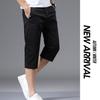 Summer Mens Cotton  Cropped Pants Fashion Casual Loose  Leg Straight Trouser Vintage Calf-Length Shorts Streetwear