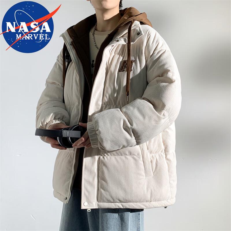 NASA MARVEL Men's Faux Two-Piece Hooded Padded Jacket