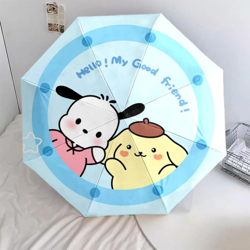 Cute Pochacco  pattern, automatic folding umbrella, portable and foldable design, 8 ribs, a Christmas or birthday gift.