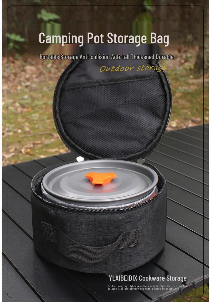 Portable Camping Cookware Set with Tableware Storage Bag