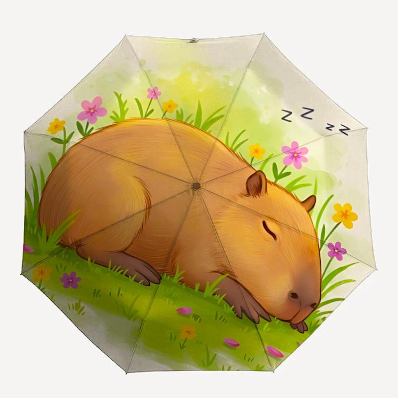 1pc Capybara, Sleepy Automatic Open/Close Umbrella - Compact Travel Umbrella, Gift for Birthdayyy251208176