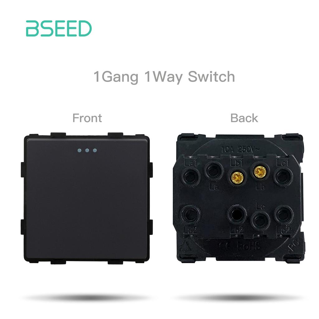 BSEED Glass Socket Frames 1/2/3Gang Mechanical Button Switches French Socket TV ST RJ45 CAT5 Type-c USB Sockets DIY Insert Parts