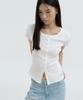 LUCIR ZU Henley Button-Up Sleeve Top (Ivory)