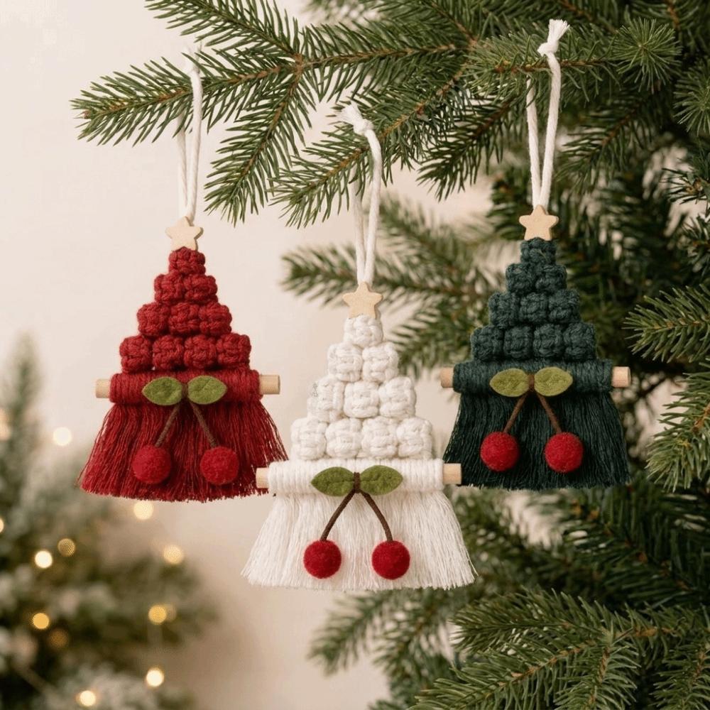 Cotton Xmas Tree Hanging Pendant Hand Woven Christmas Door Hanging Home Christmas Decor