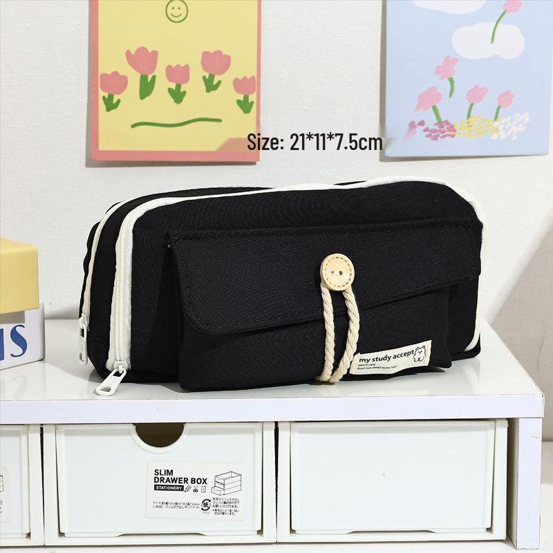 Japanese-Style Large-Capacity Pencil Case for Students - Simple Stationery Box for Elementary to High School